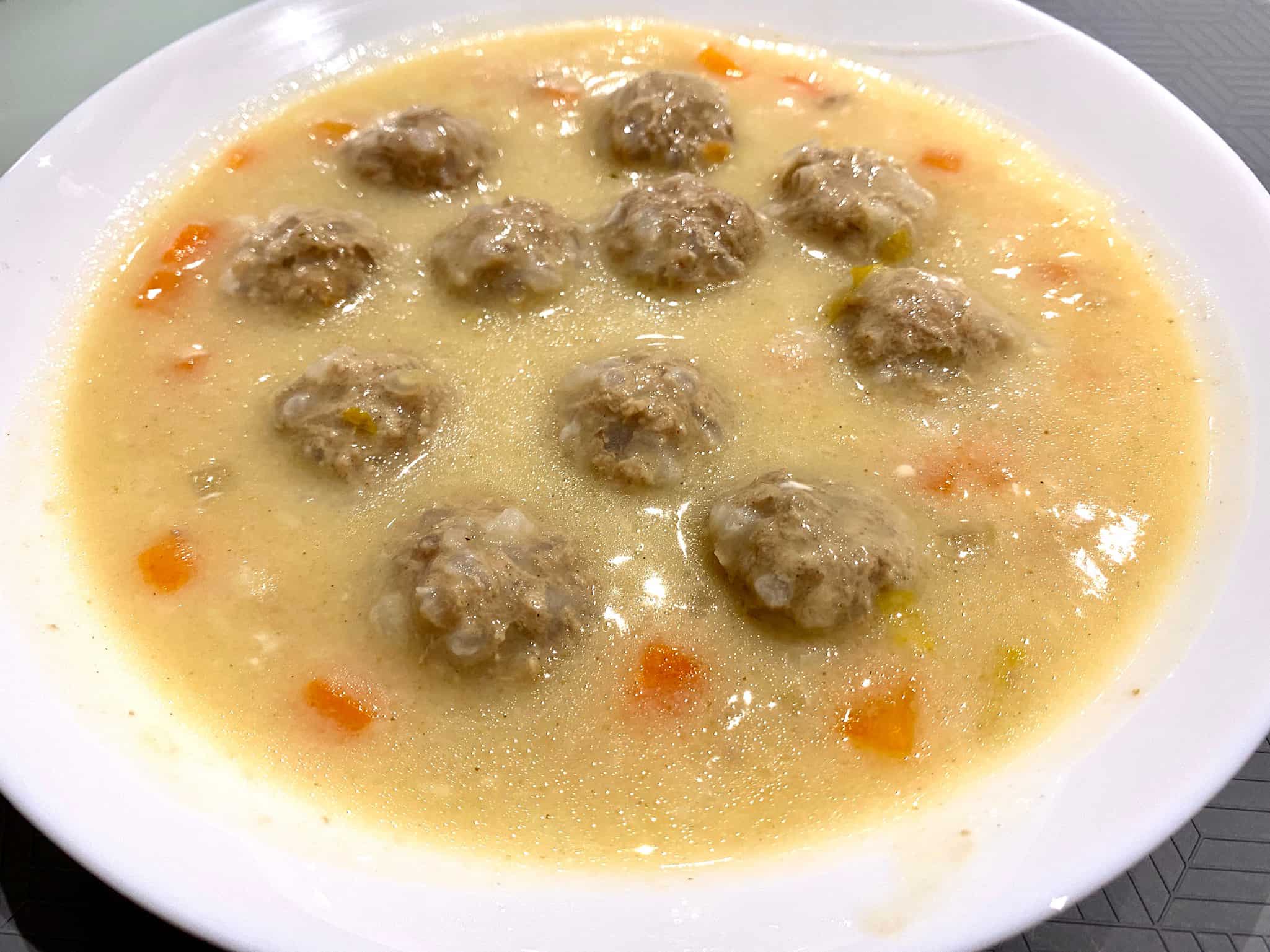 Greek meatball soup with vegetables (Hromatista Giouvarlakia)