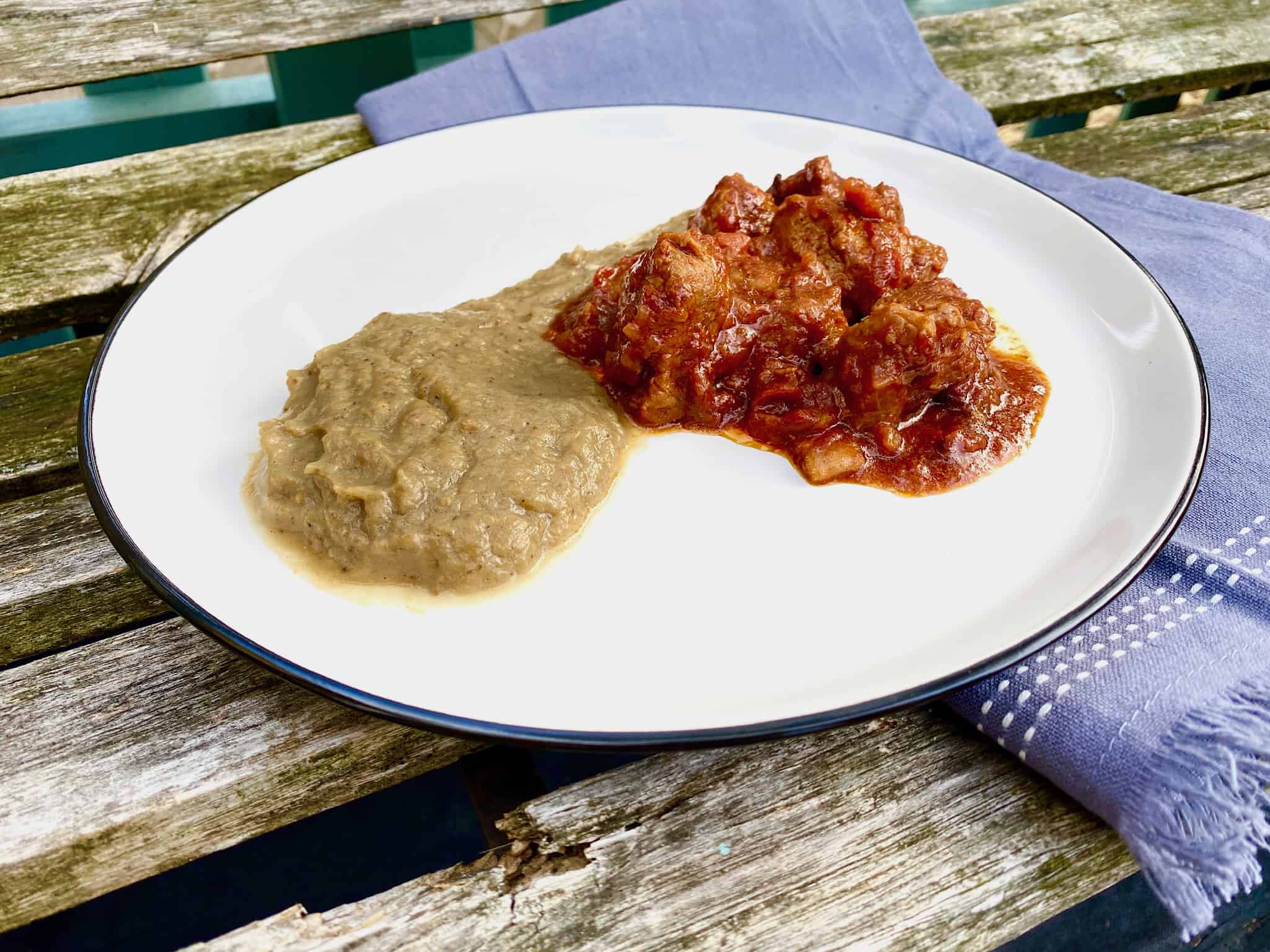 Beef with aubergine puree Vicki's Greek Recipes