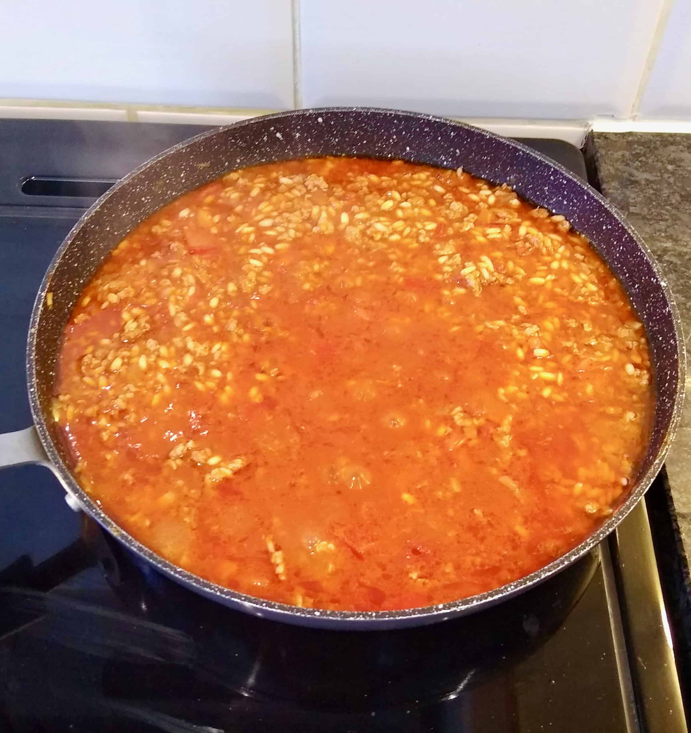 Greek gemista stuffed vegetables with rice and mince meat sauce