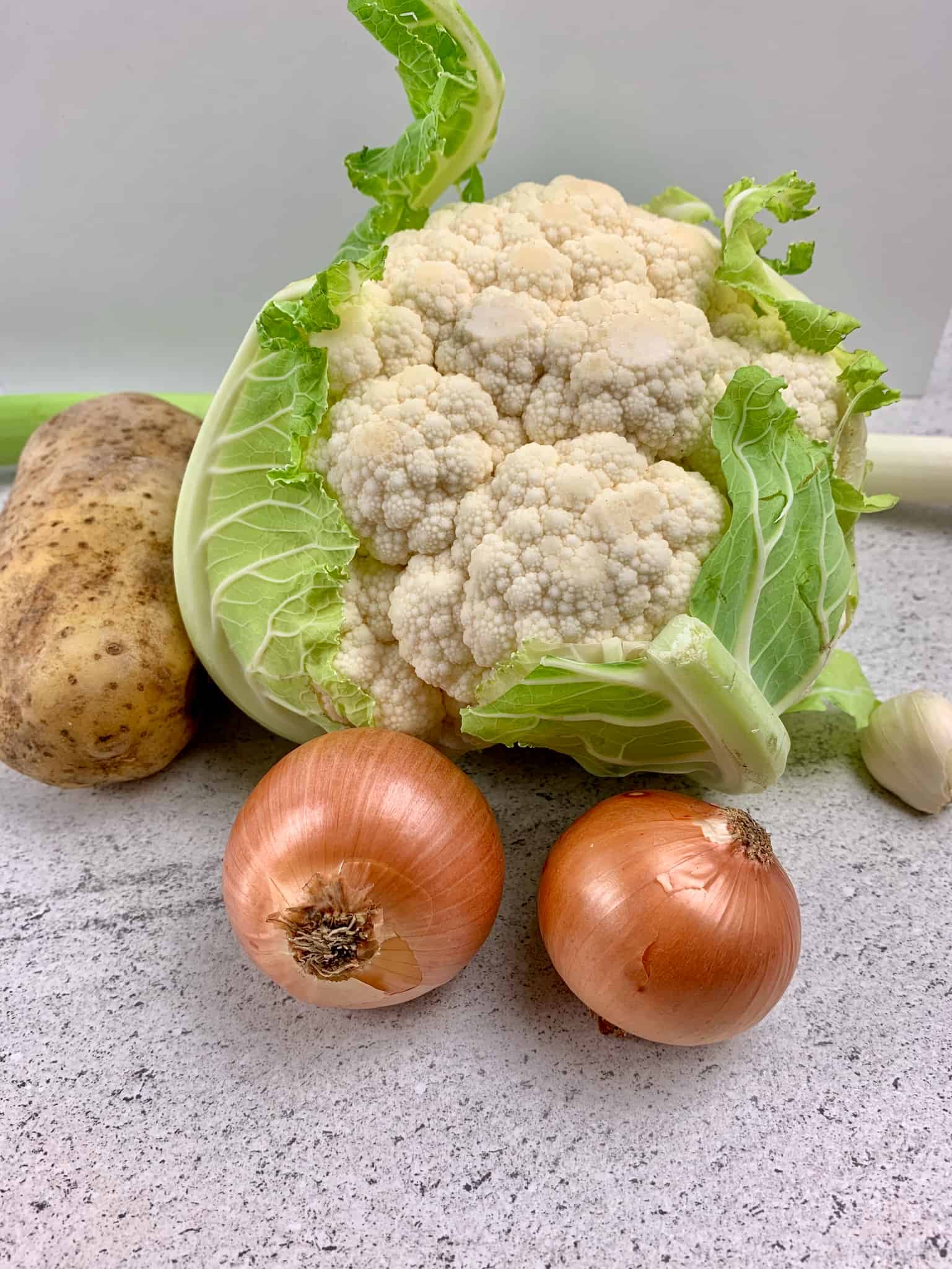 Cauliflower soup with cream ingredients