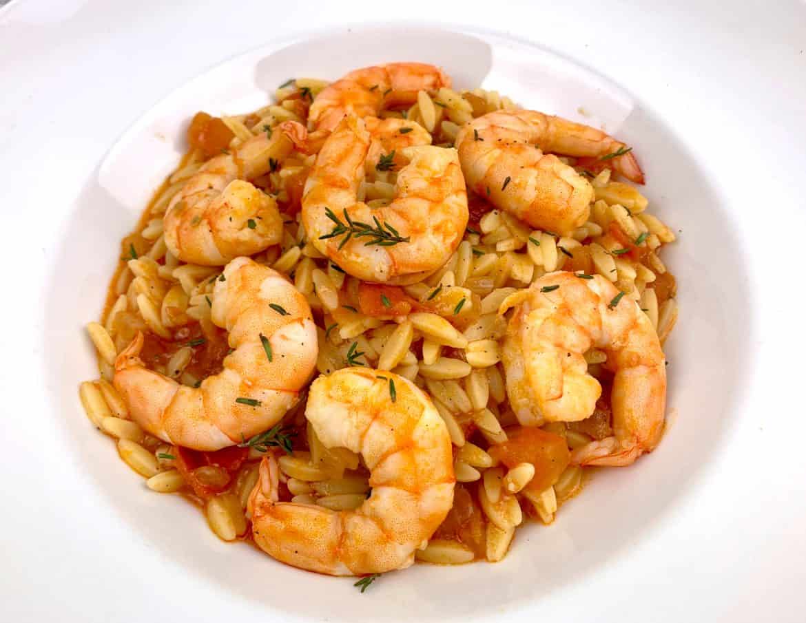 Shrimp with orzo pasta