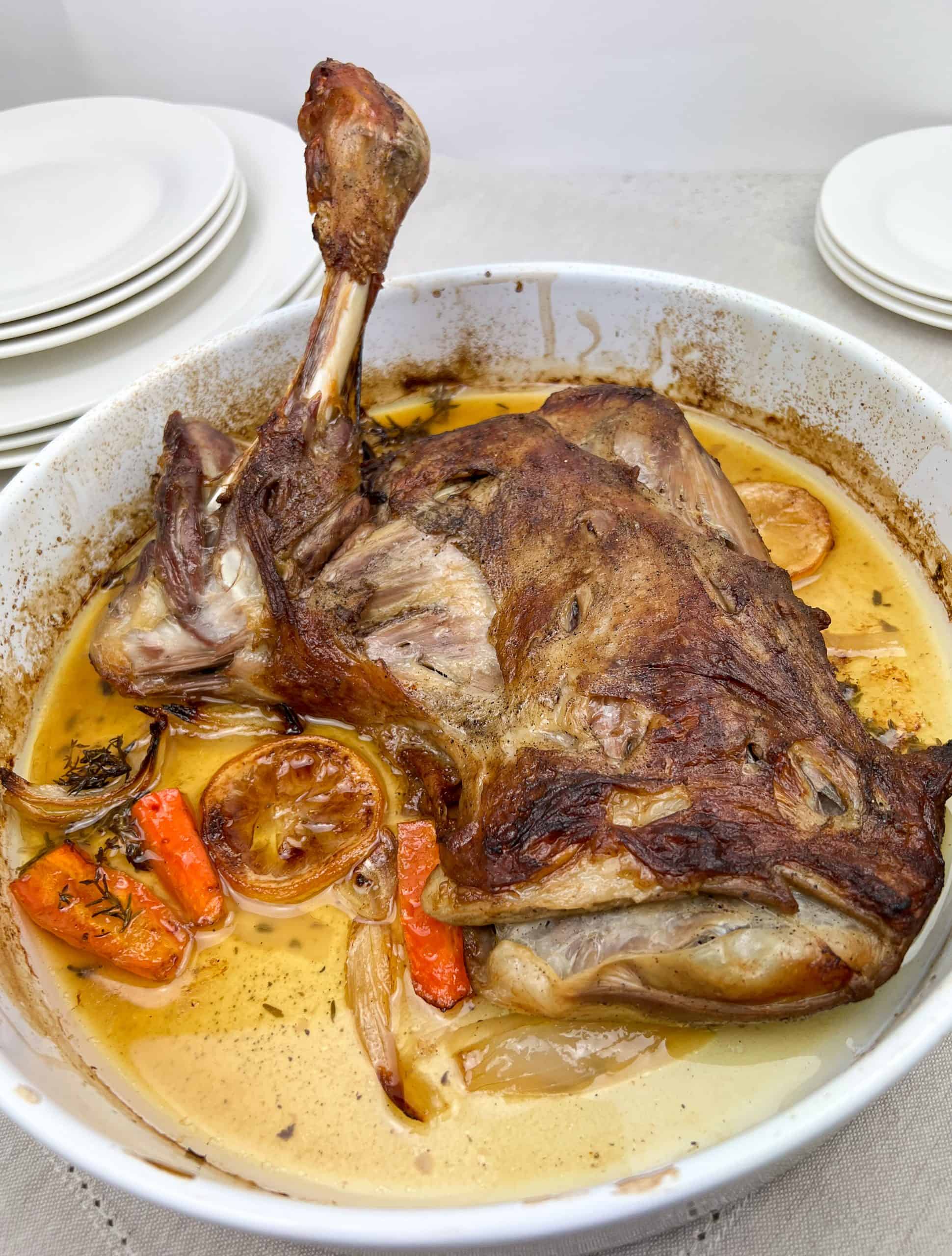 Greek style roasted leg of lamb with thyme