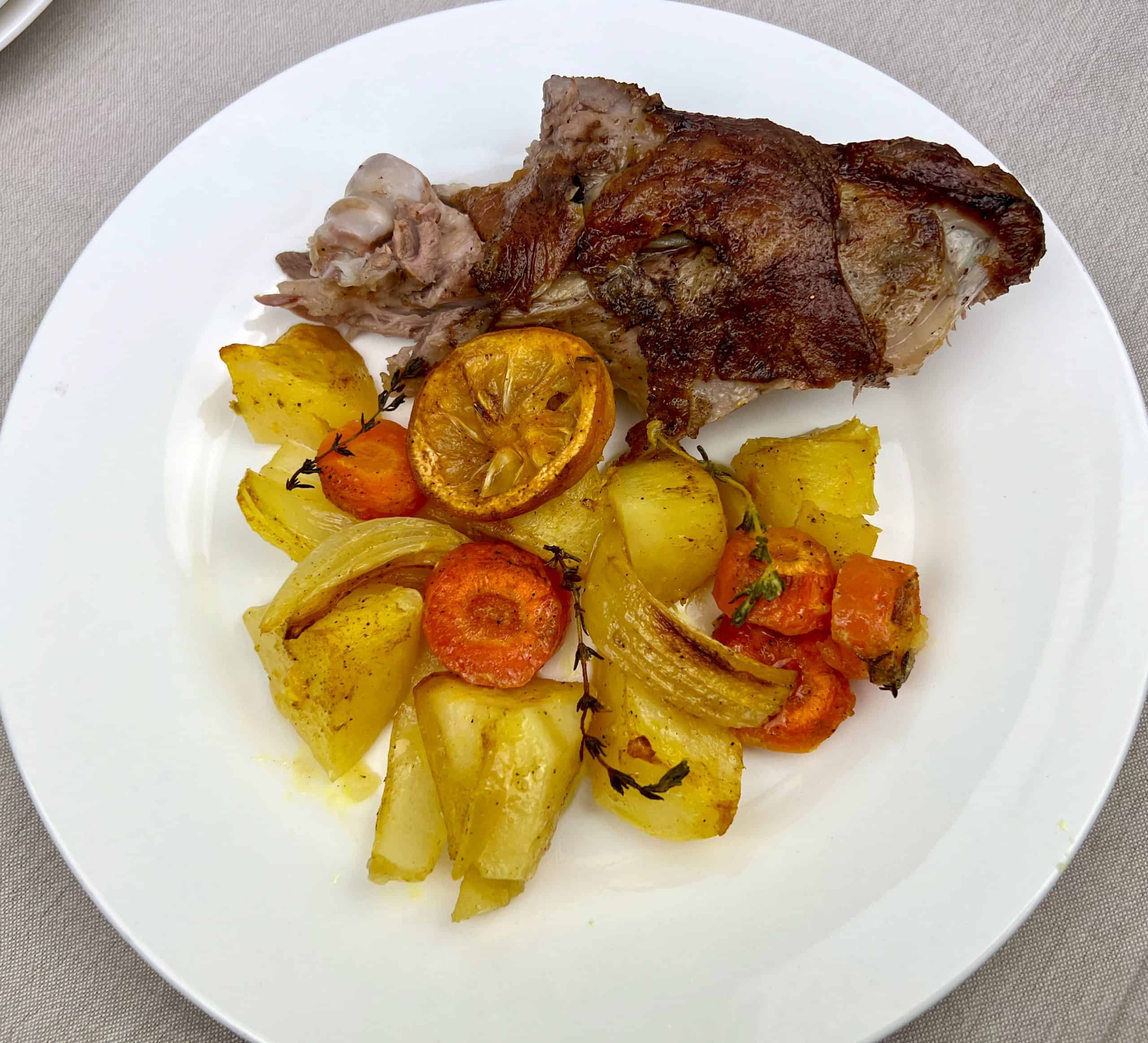 Greek style roasted leg of lamb with thyme