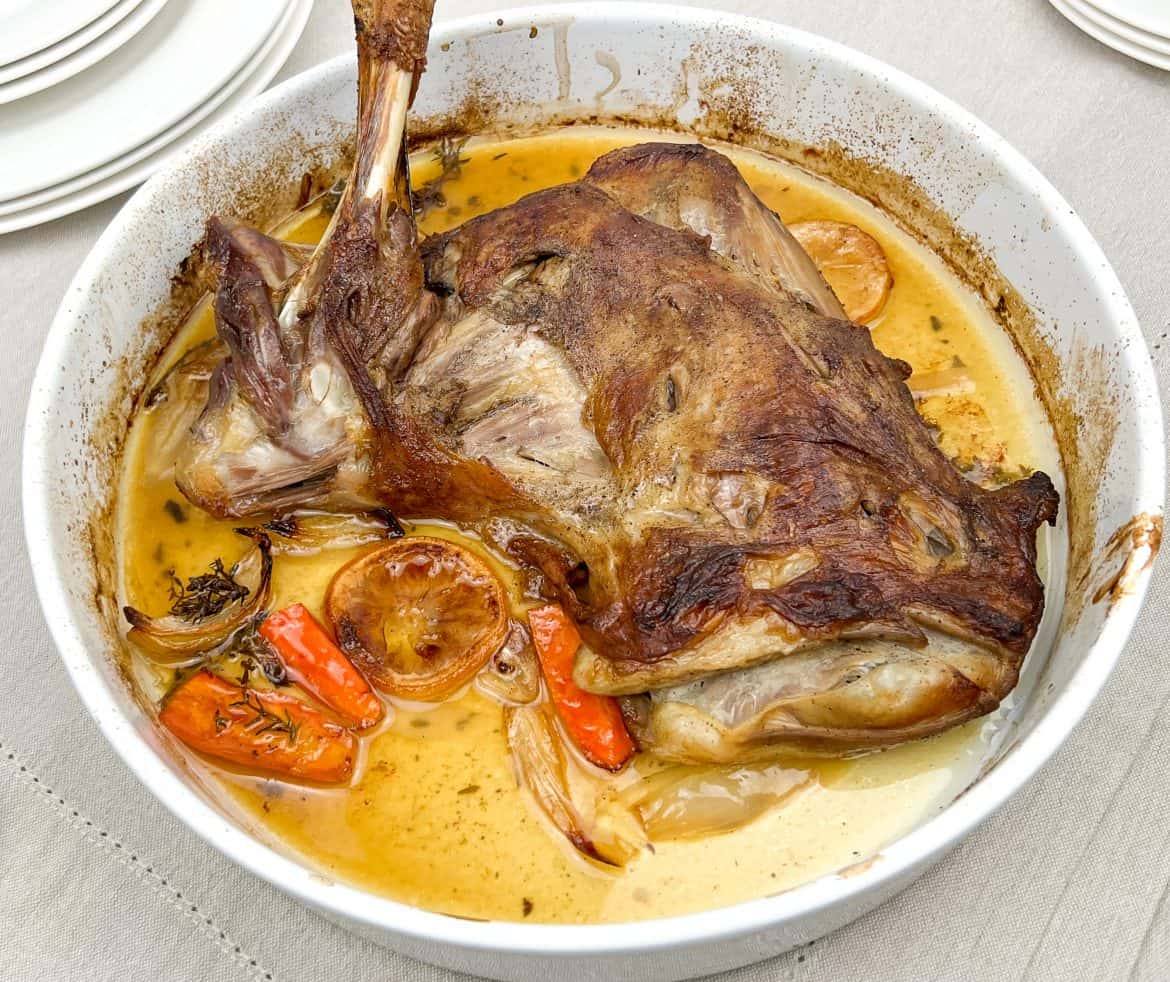 Greek style roasted leg of lamb with thyme