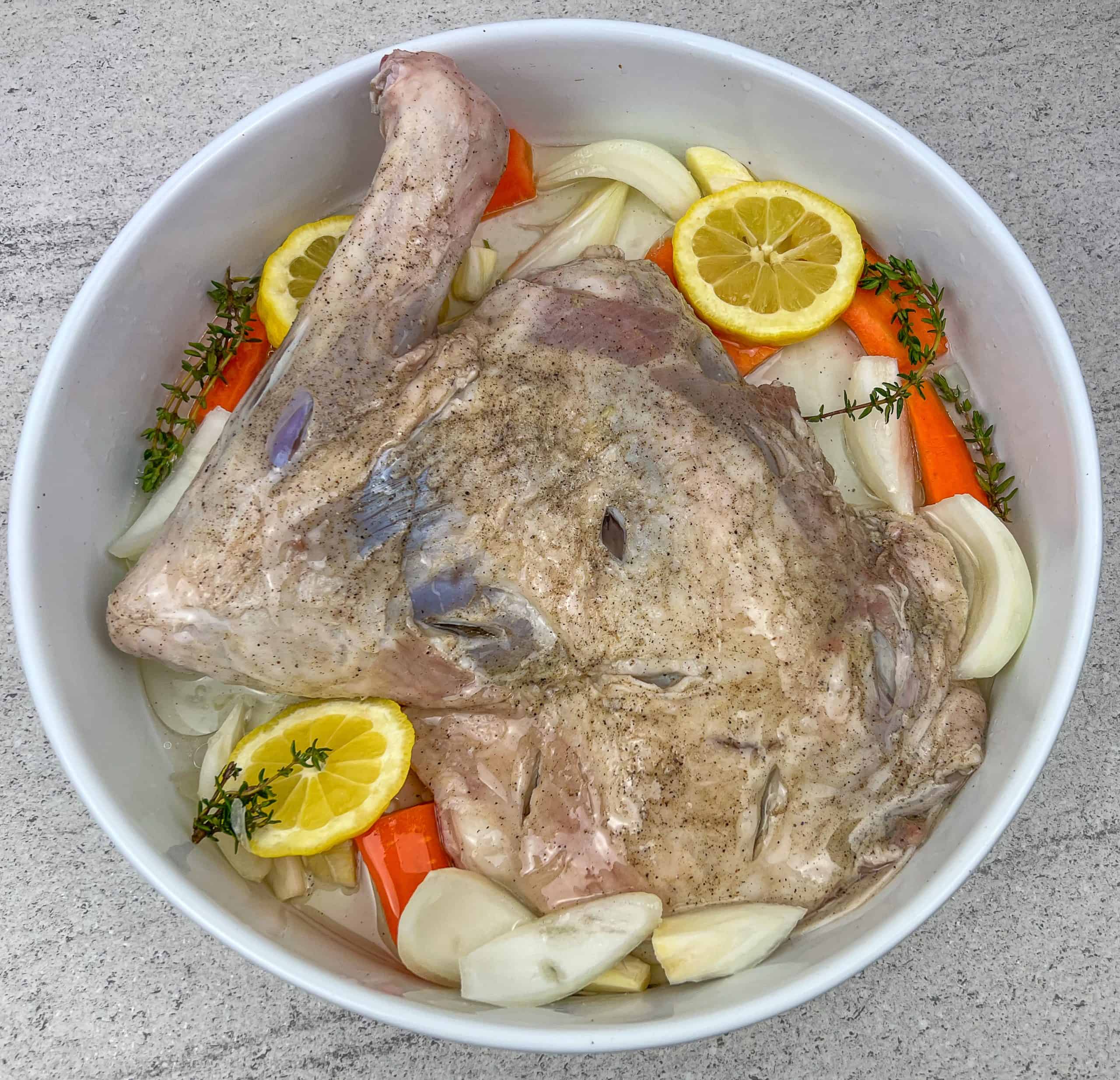 Greek style roasted leg of lamb with thyme - ready to bake