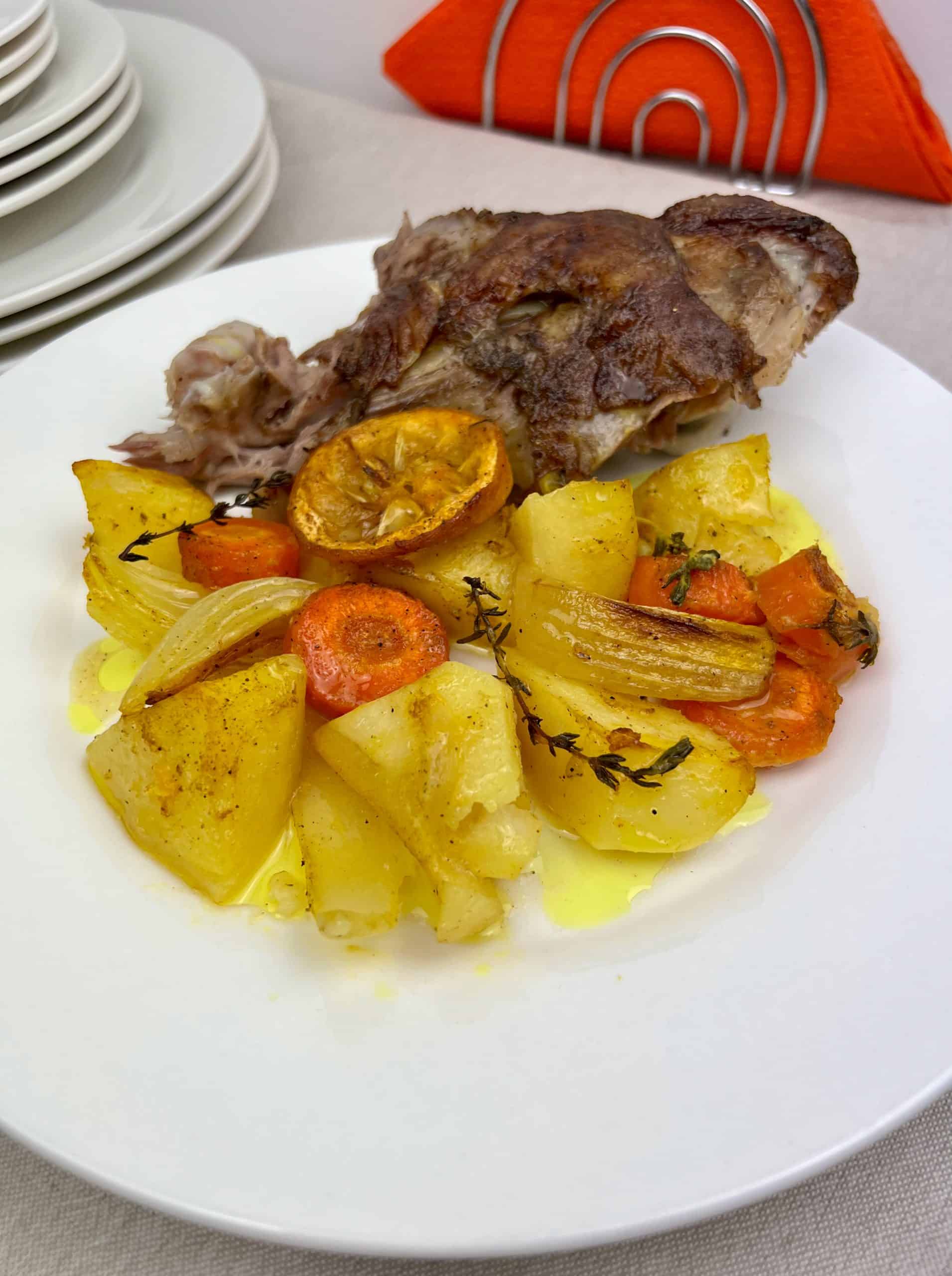 Greek style roasted leg of lamb with thyme