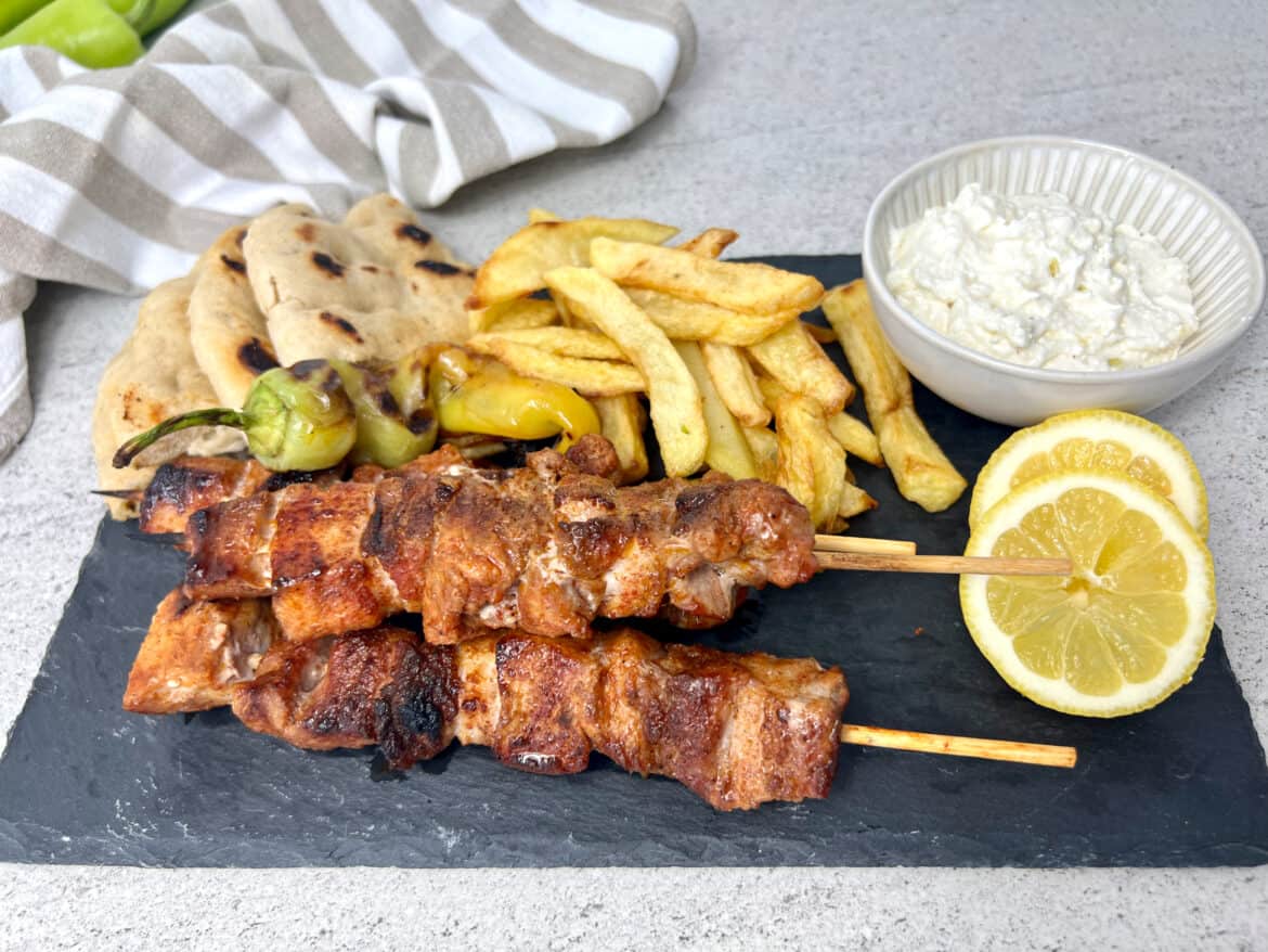 Pork souvlaki platter 2