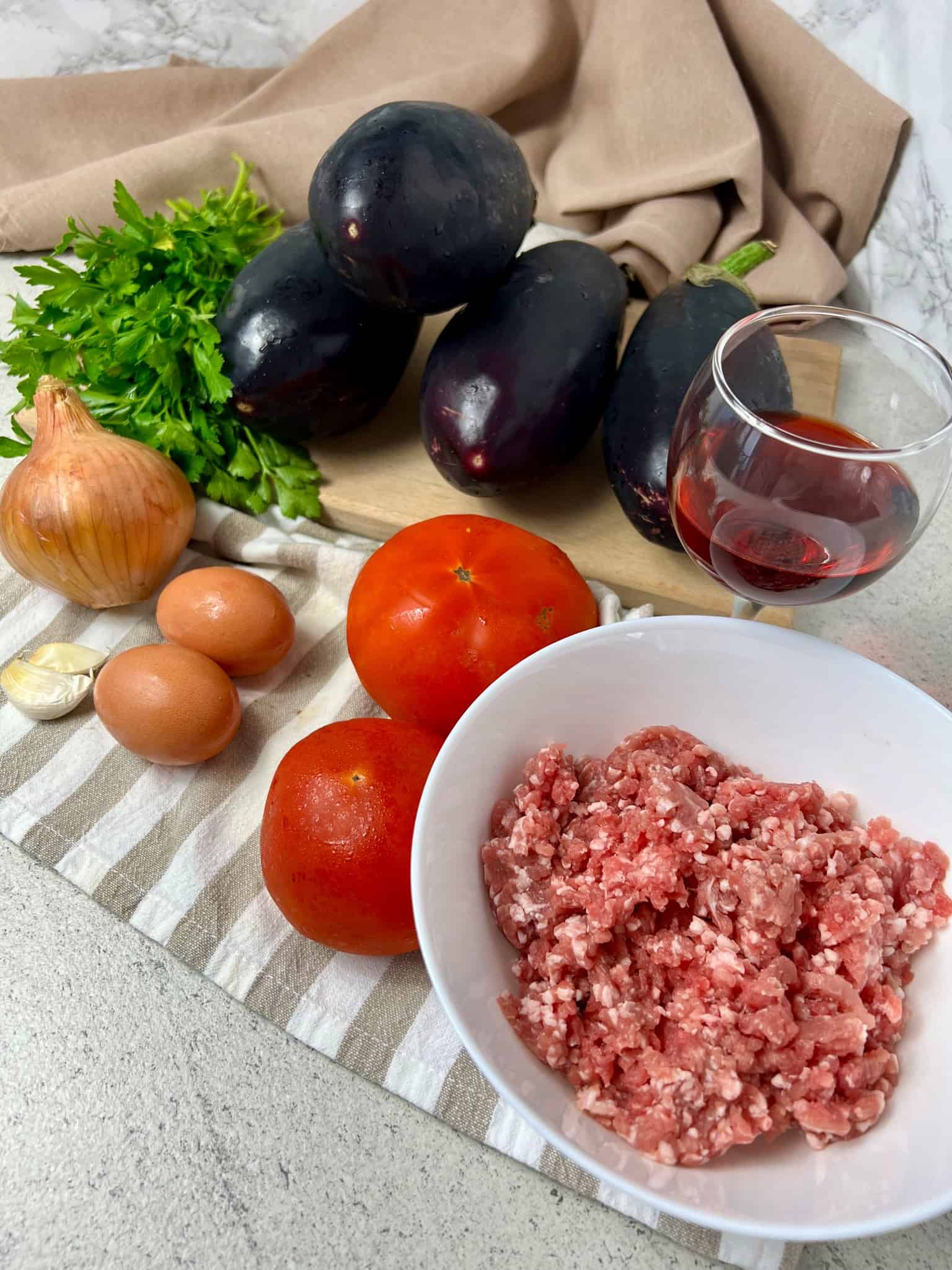 Eggplant dolmades ingredients 1