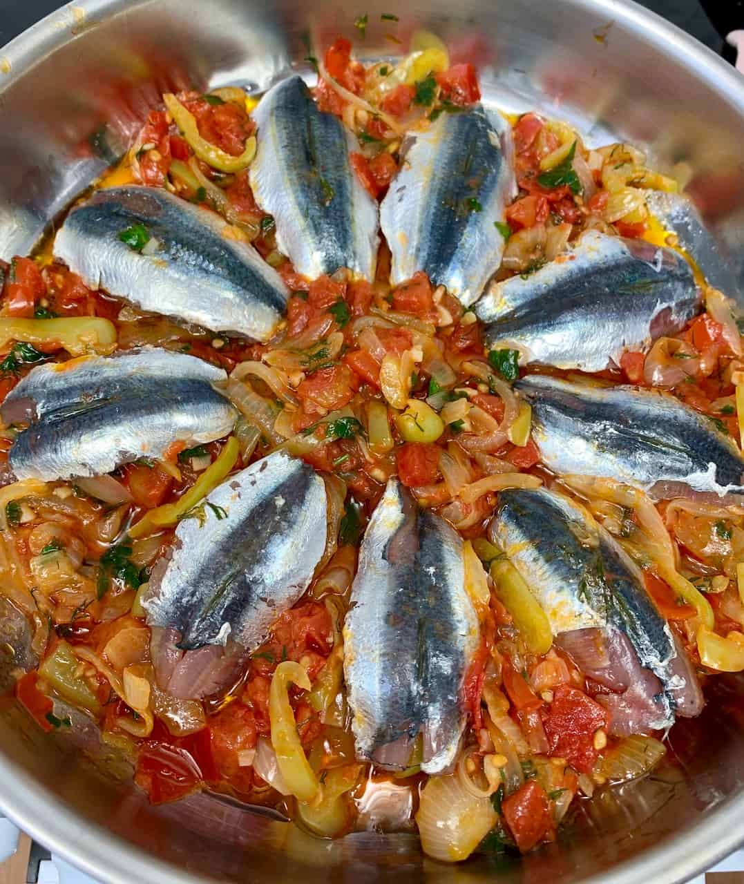 Baking stuffed sardines