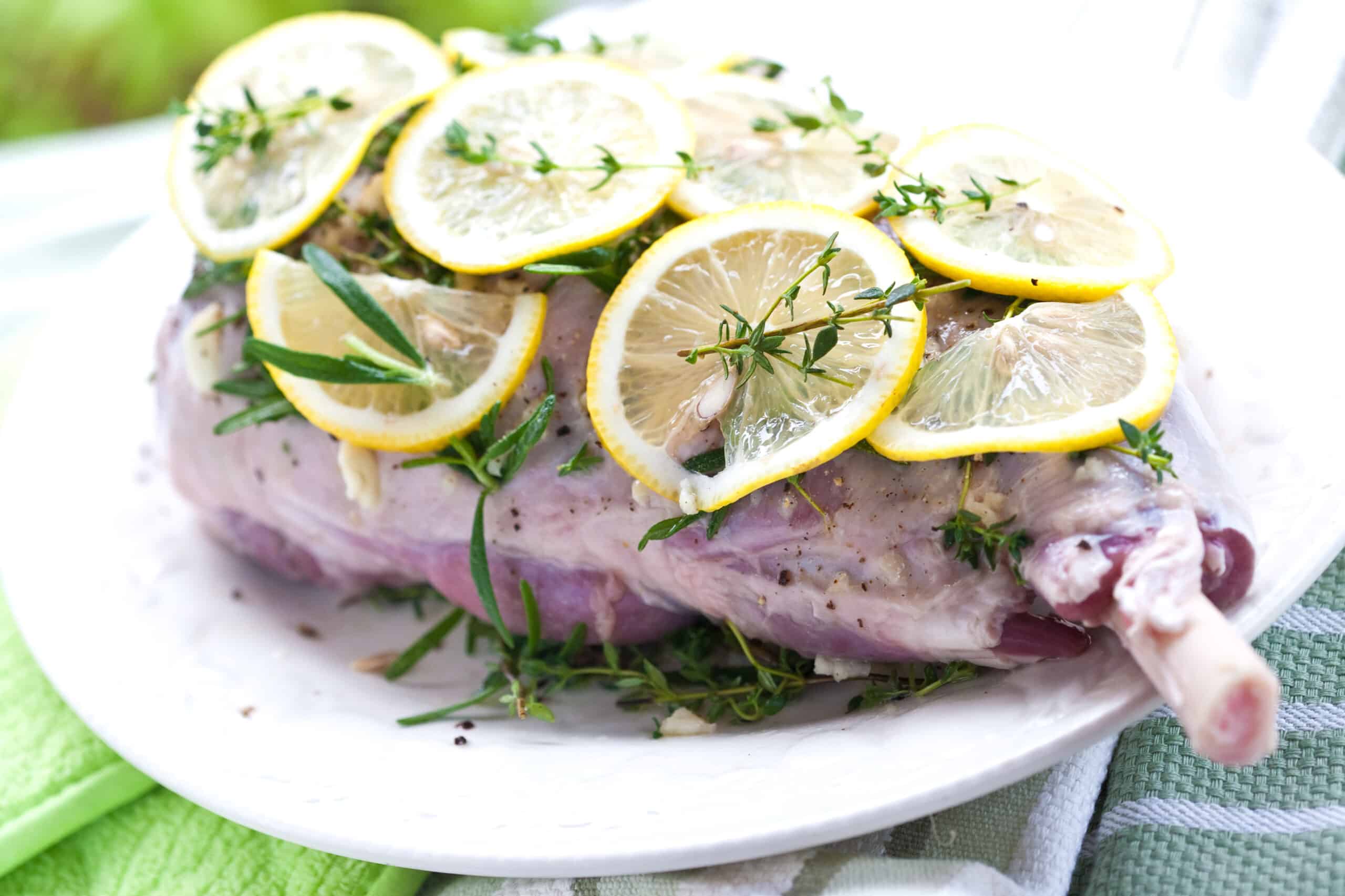 Marinated leg of lamb
